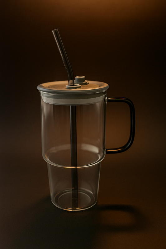 GLASSIQUE GLASS TUMBLER WITH STRAW