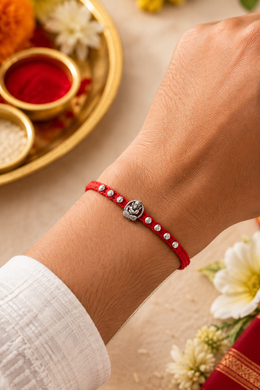 Ganesha Blessings Silver Rakhi