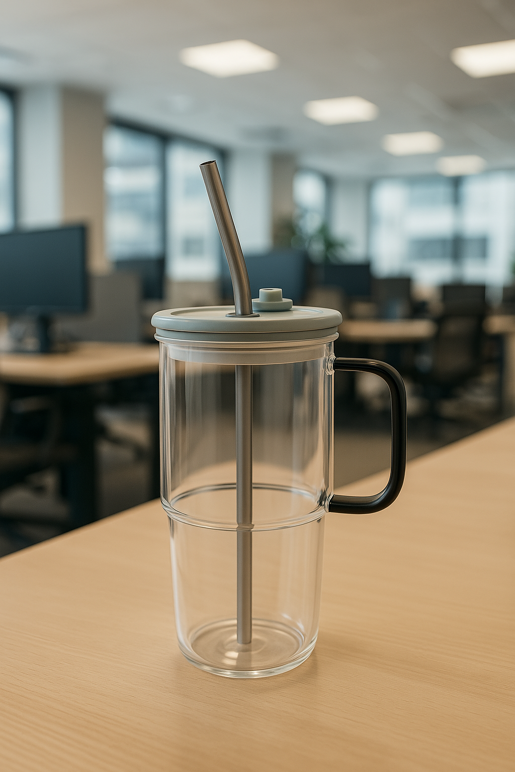 GLASSIQUE GLASS TUMBLER WITH STRAW