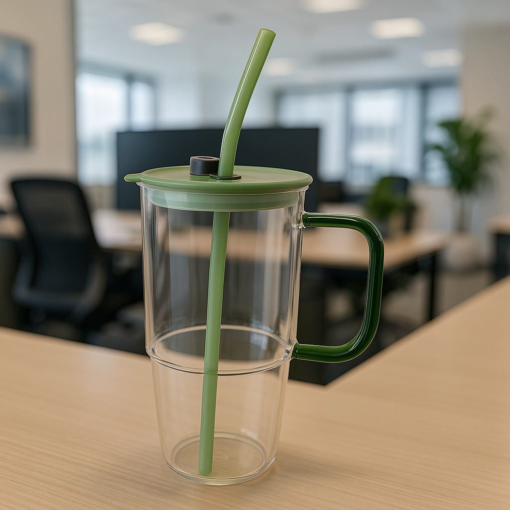 GLEAMSIP GLASS TUMBLER WITH STRAW