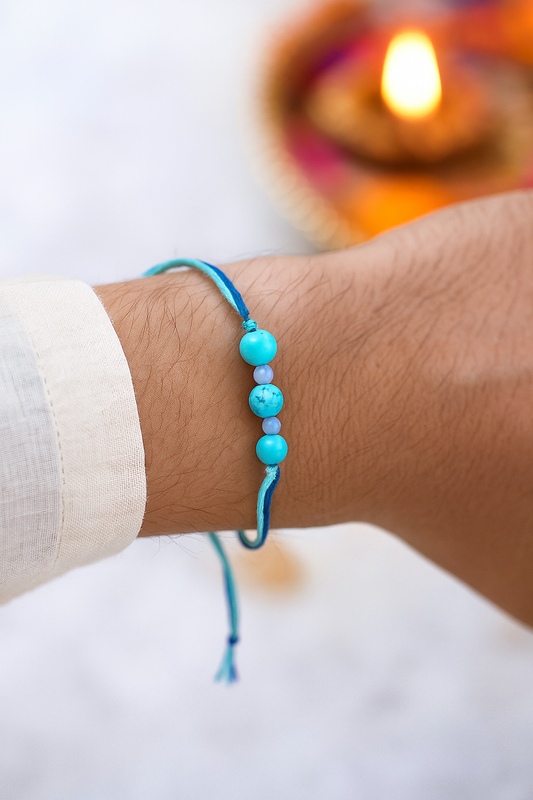 NEEL SHWET BANDH GEMSTONE RAKHI