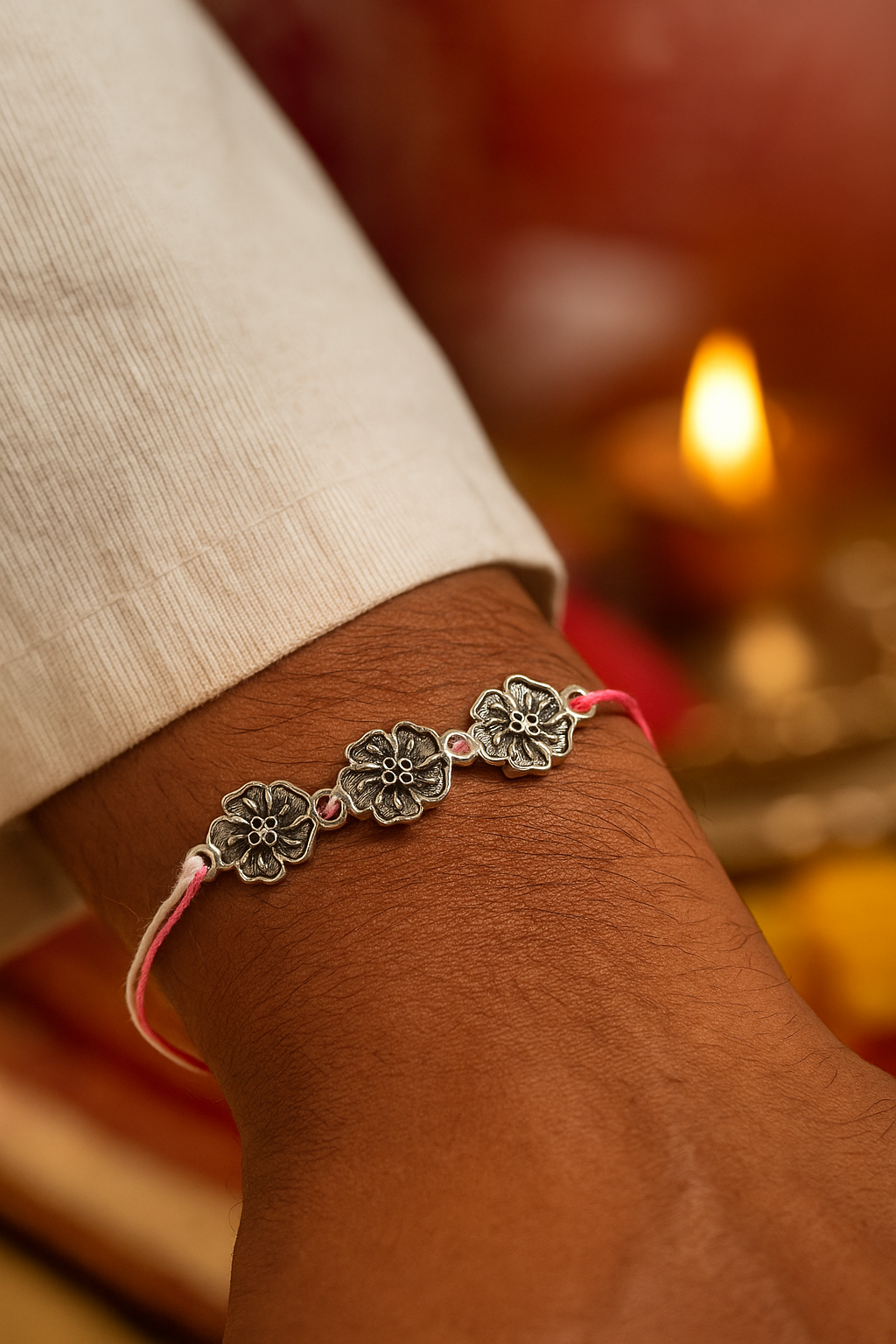 KANAKPUSHP PURE SILVER RAKHI