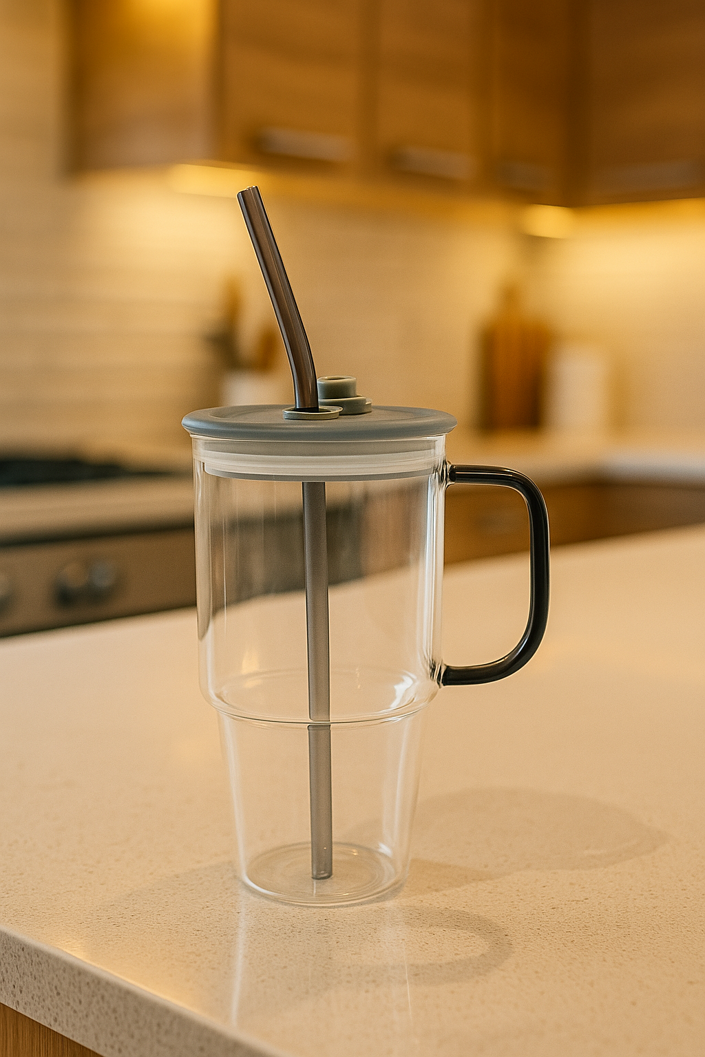 GLASSIQUE GLASS TUMBLER WITH STRAW