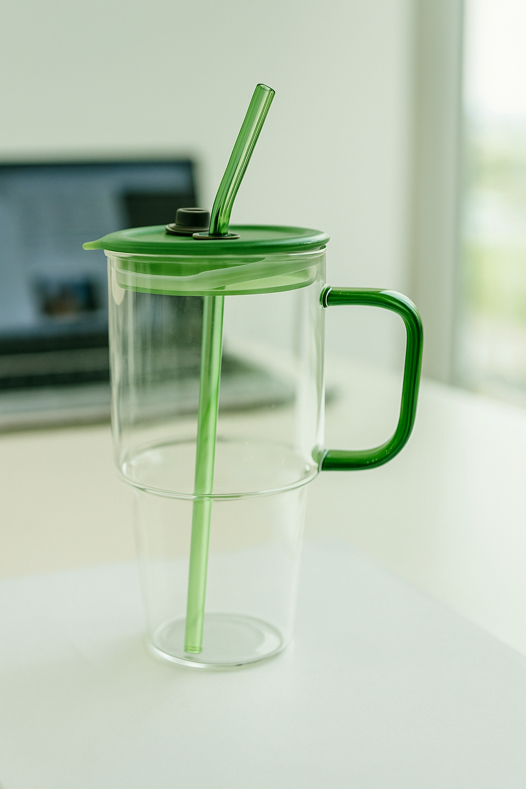 GLEAMSIP GLASS TUMBLER WITH STRAW
