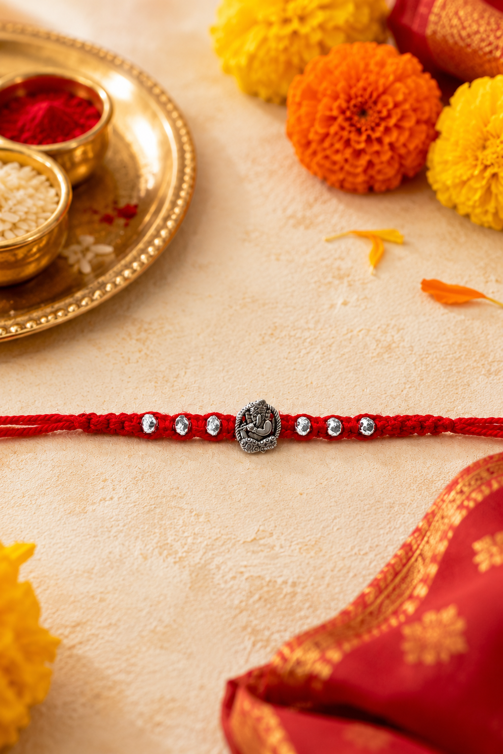 Ganesha Blessings Silver Rakhi